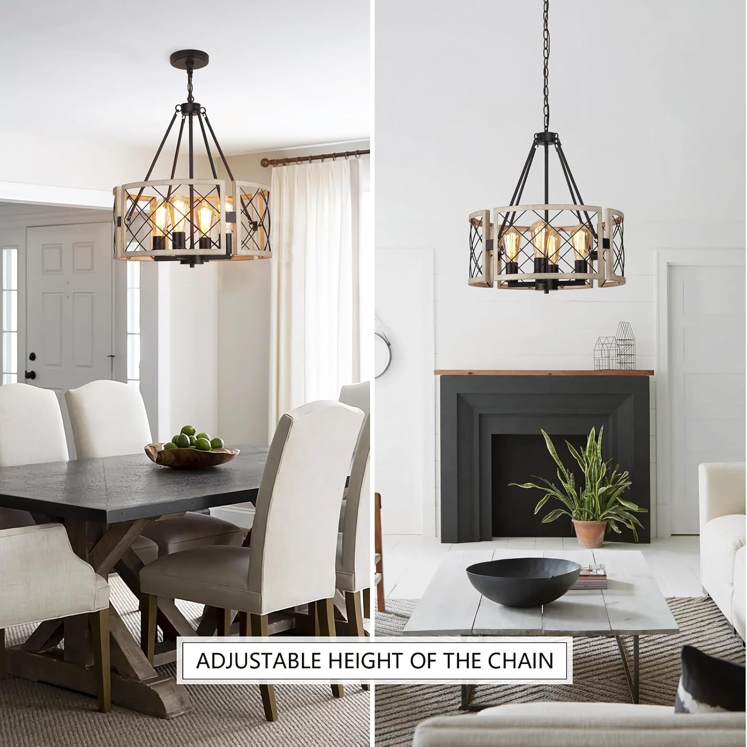 4-Light D19" Farmhouse Chandelier – Rustic Style