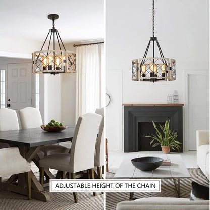 4-Light D19" Farmhouse Chandelier – Rustic Style