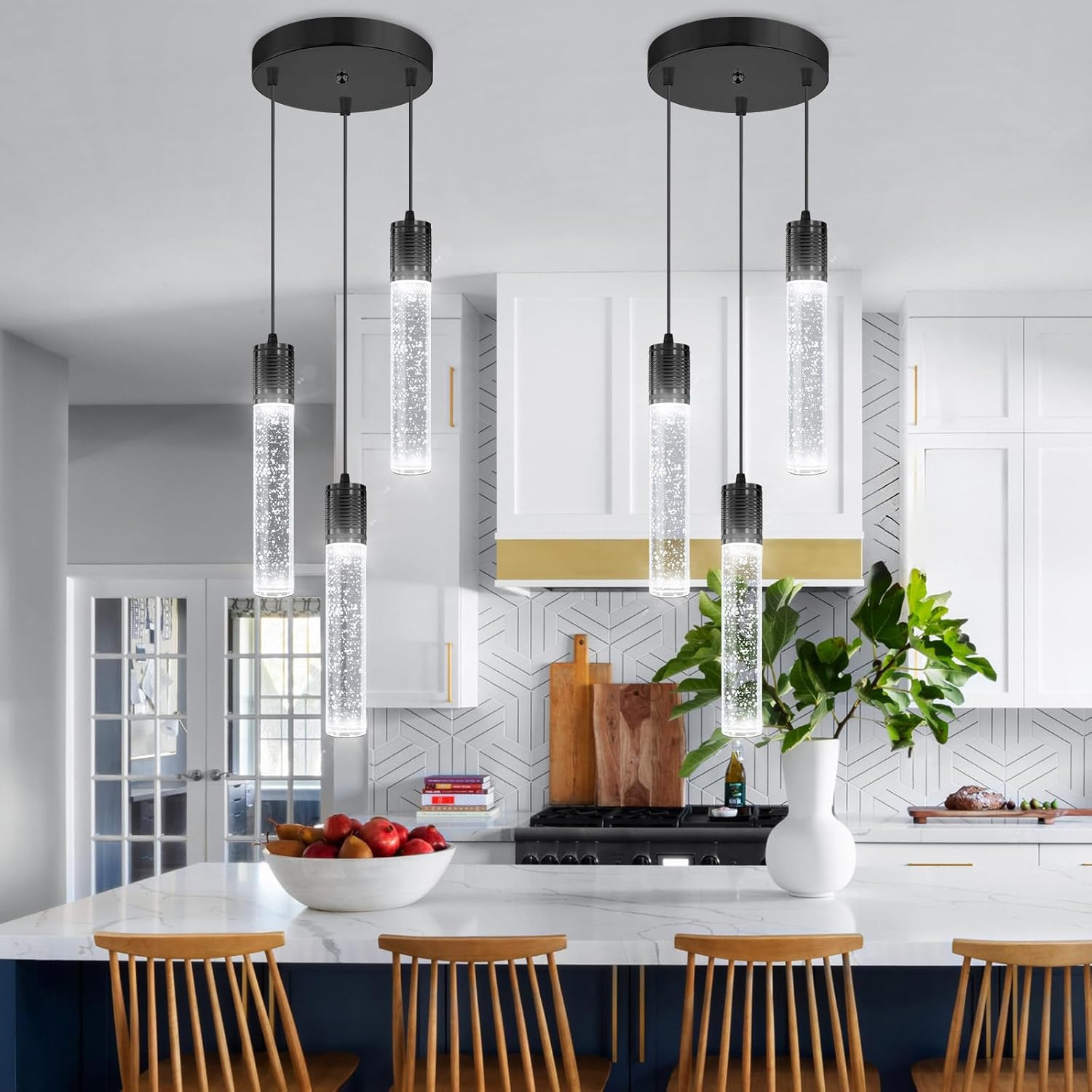 3-Light Crystal Pendant for Kitchen Island
