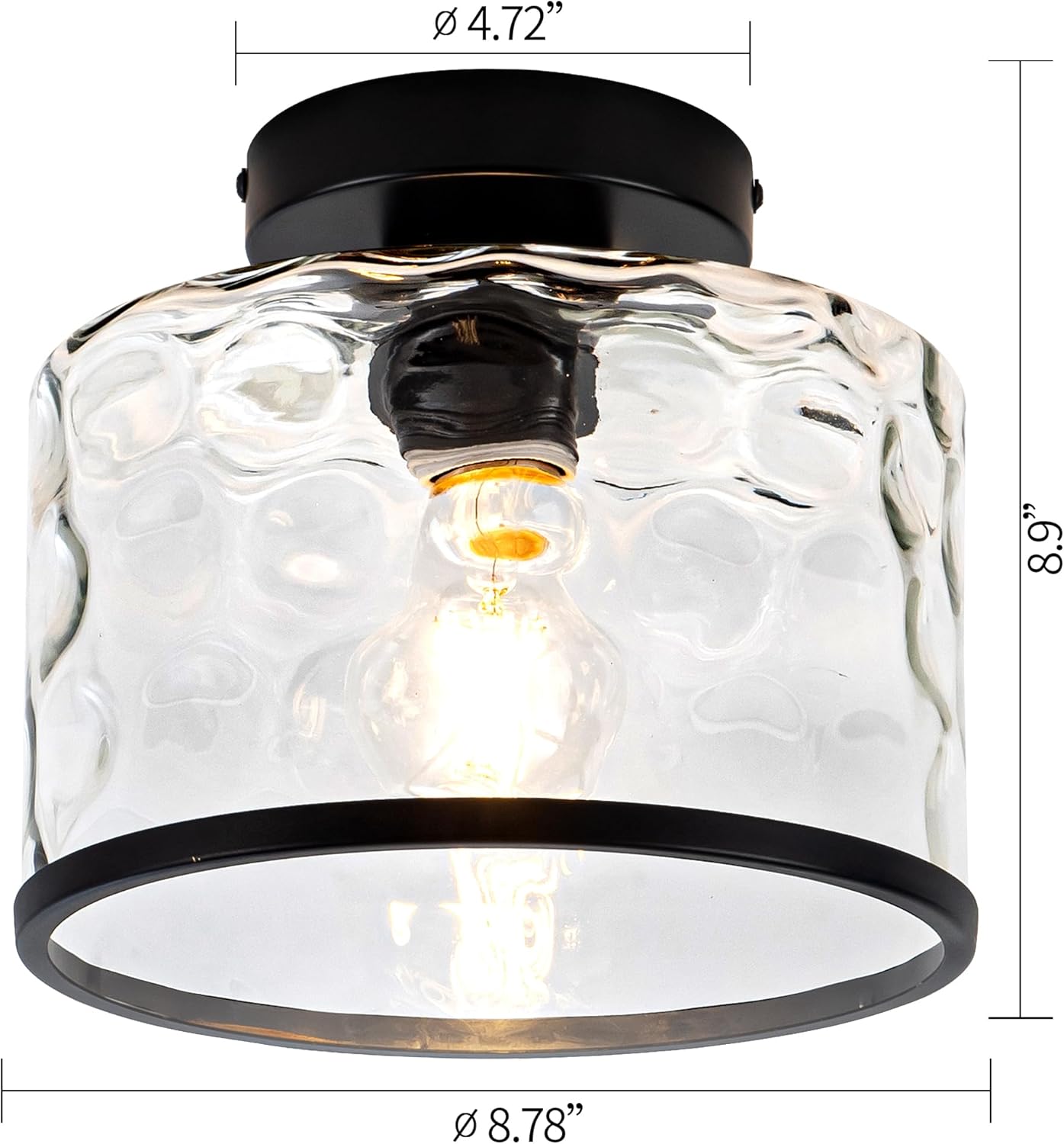 Industrial Clear Hammered Glass Ceiling Light