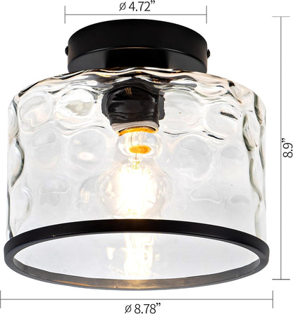 Industrial Clear Hammered Glass Ceiling Light