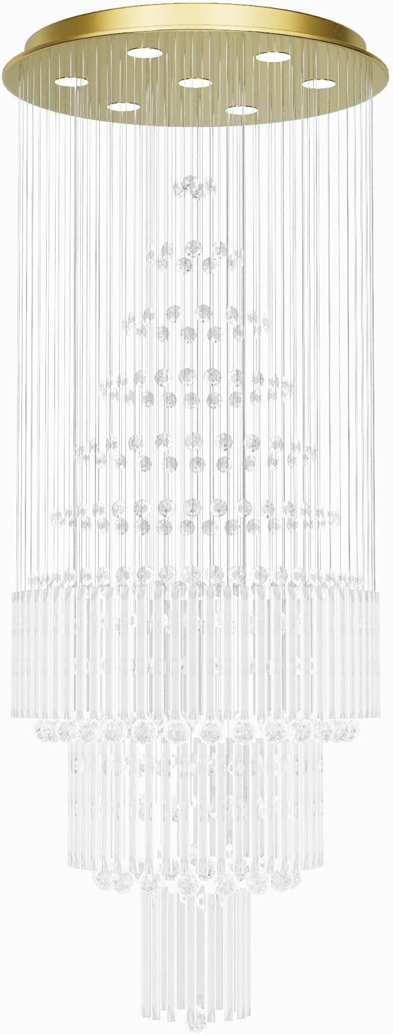 D24"×H86" Modern Raindrop Crystal Foyer Chandelier