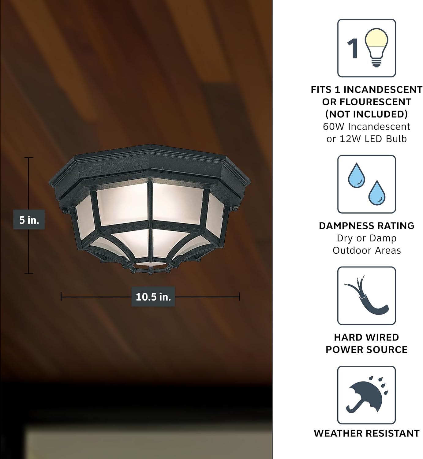 Builder Cast Outdoor Flush Mount – 10.5" Black