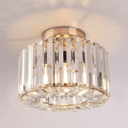Gold Crystal Semi Flush Ceiling Light Fixture