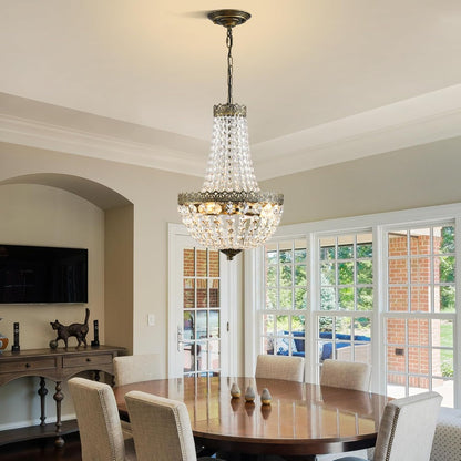 4-Light French Empire Mini Crystal Chandelier – Bronze Finish