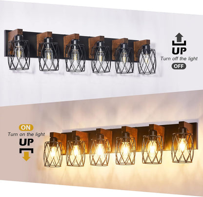 6-Light Farmhouse Vanity Light – Black Cage