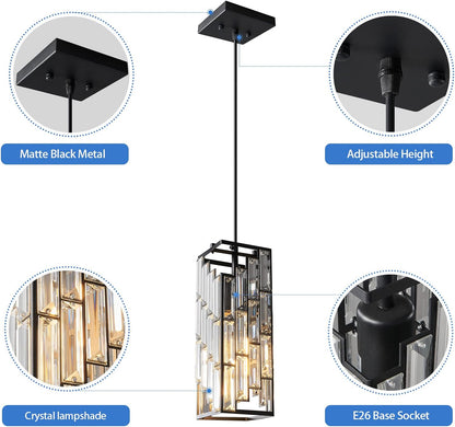 Black Pendant Lighting – 3-Pack Mini Crystal Chandeliers