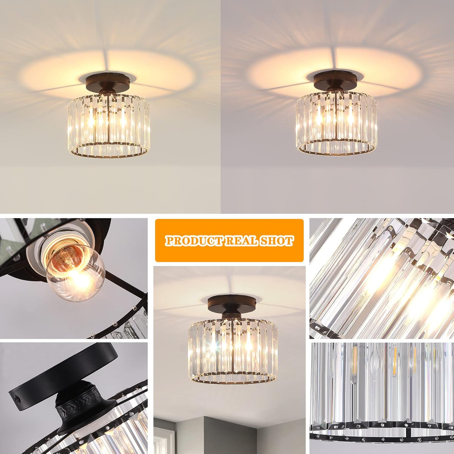 Black Crystal Ceiling Light – Semi Flush Mount