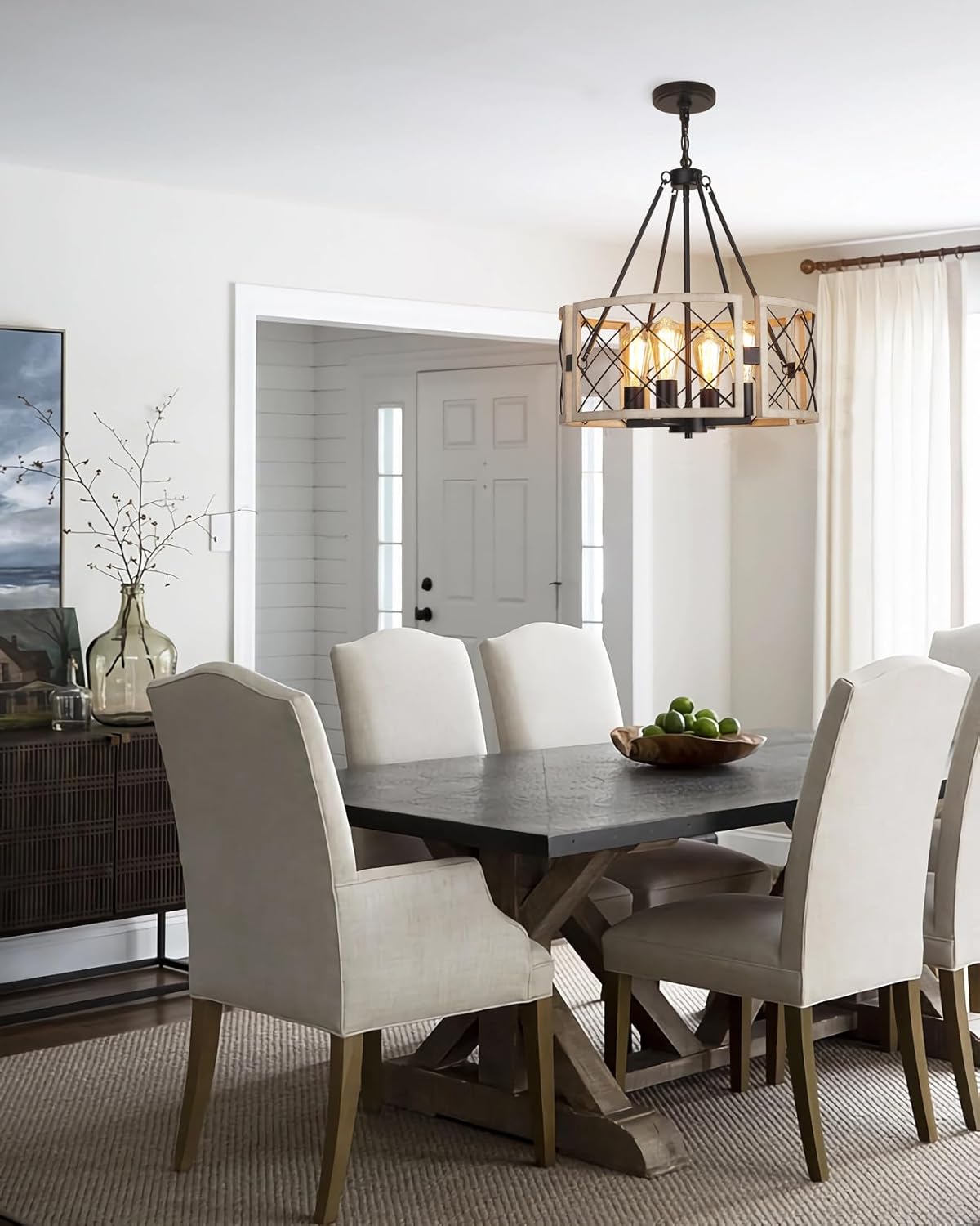4-Light D19" Farmhouse Chandelier – Rustic Style