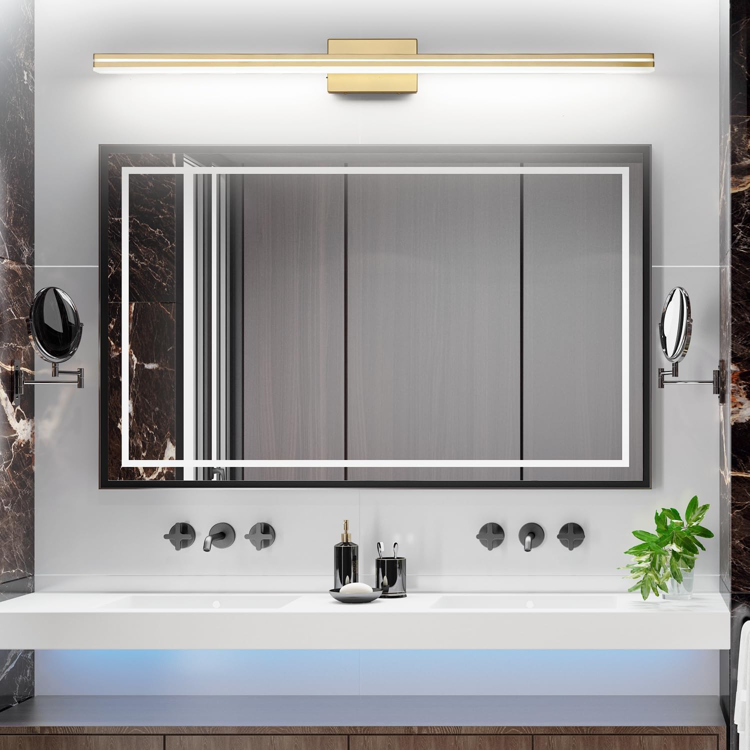 48" LED Gold Vanity Light – Dimmable & Modern