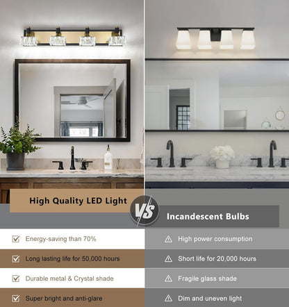 4-Light LED Vanity Light – Gold & Black, 24W