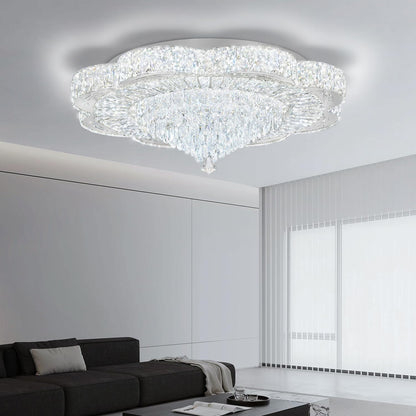 Modern Empire Crystal Chandelier 32" Chrome