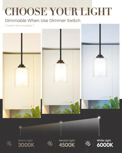 2-Pack Modern Matte Black Pendant Lights – TXPLBK02-2PK