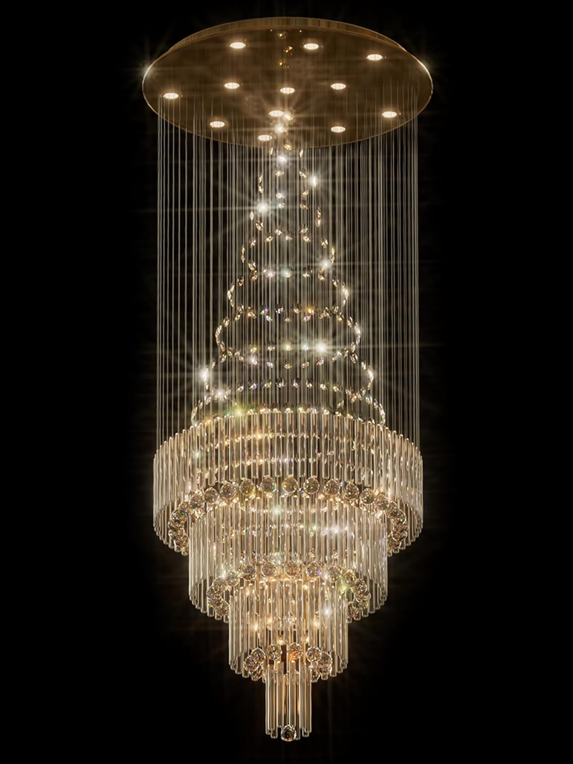 D24"×H86" Modern Raindrop Crystal Foyer Chandelier