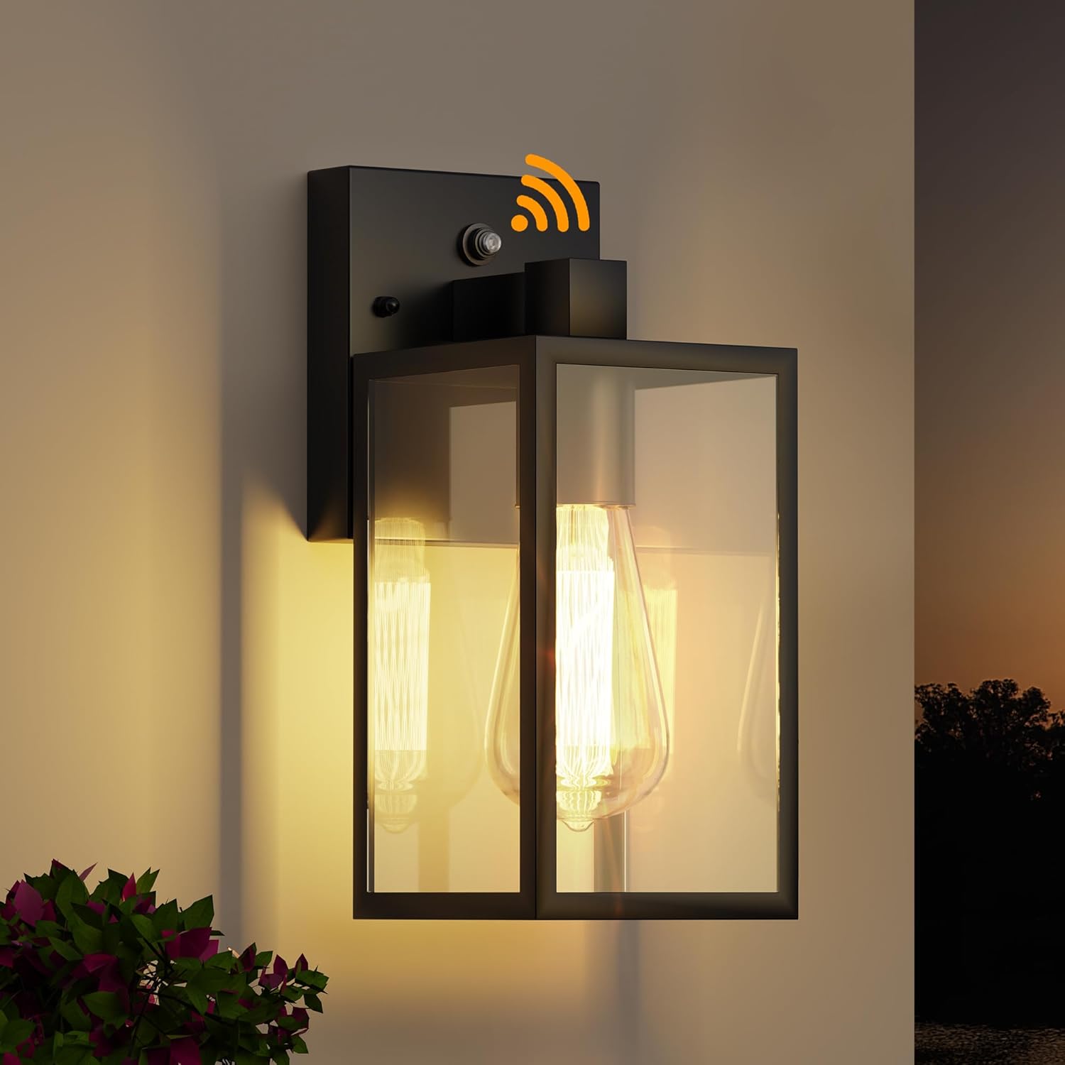 Dusk to Dawn Wall Lantern – Black, Waterproof
