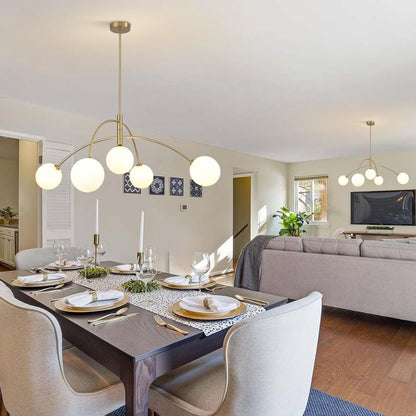5-Light Gold Sputnik Ceiling Chandelier