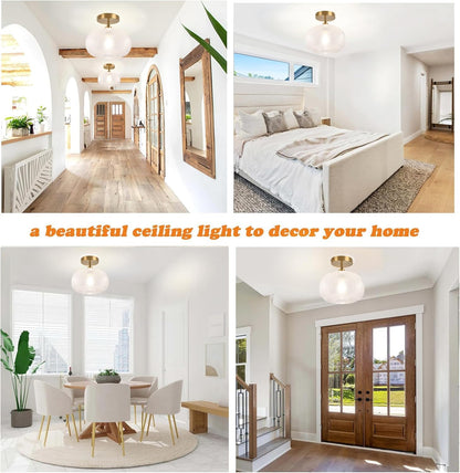 Gold Globe Semi Flush Mount Ceiling Light