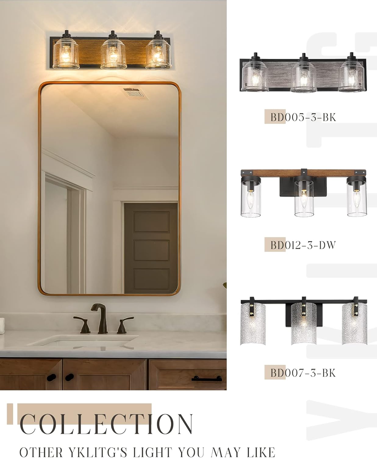 23" Rustic Farmhouse Vanity Light – 3-Light