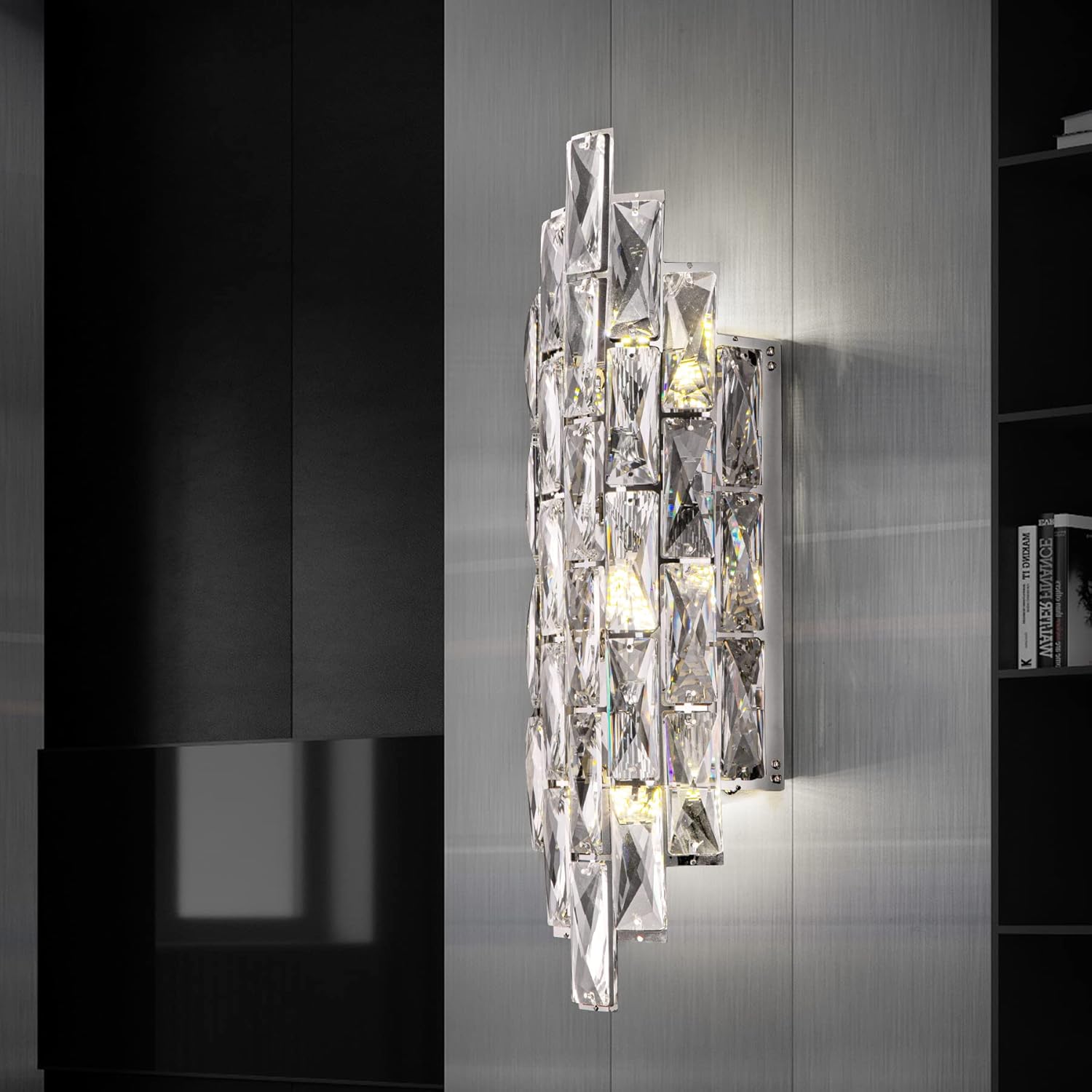 Modern Crystal Chrome Wall Sconce Light