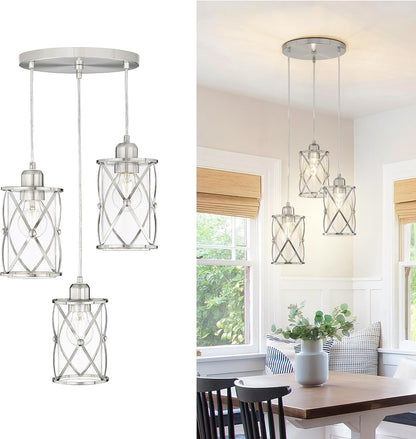 3-Light Brushed Nickel Pendant Chandelier