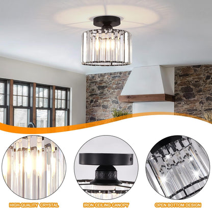 Black Crystal Ceiling Light – Semi Flush Mount