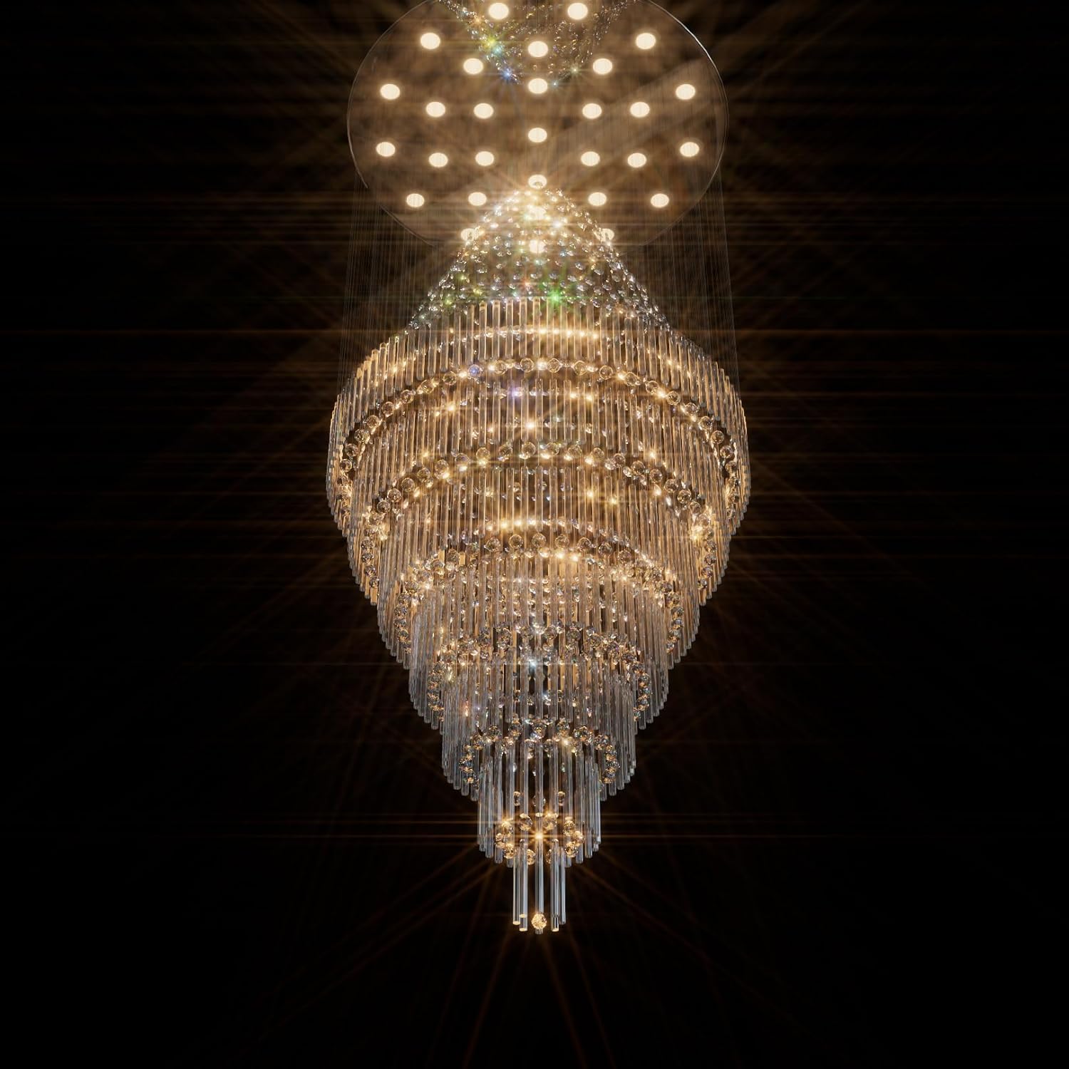 D24"×H86" Modern Raindrop Crystal Foyer Chandelier