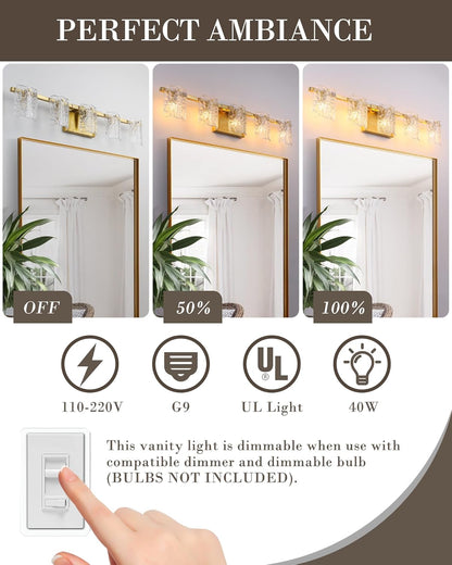 5-Light Brushed Gold Vanity Light – 31" Wide