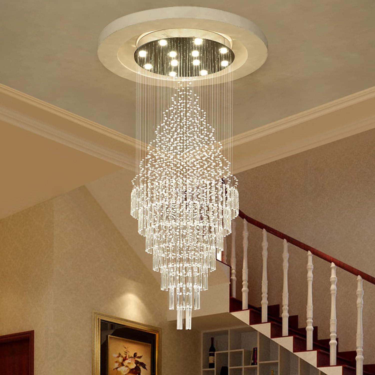 Modern Crystal Raindrop Chandelier 59" Foyer