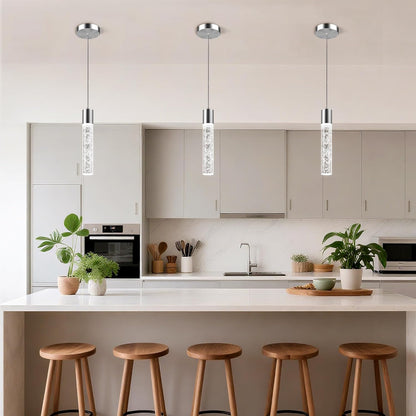3-Pack Modern LED Pendant Lights – 6500K Crystal Bubble Design