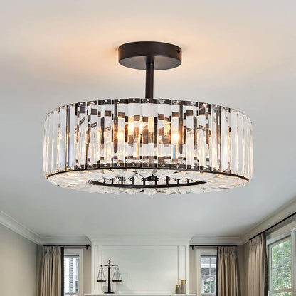 4-Light Chrome Crystal Semi-Flush Mount Chandelier