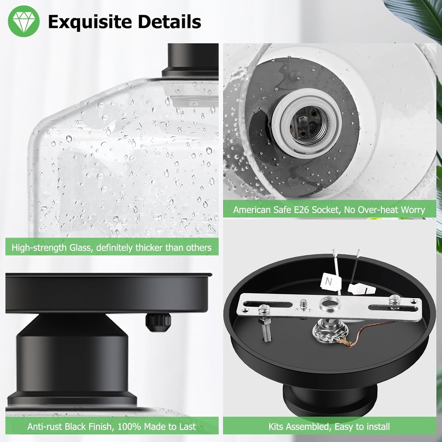 2-Pack Industrial Black Semi Flush Ceiling Lights