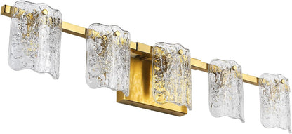 5-Light Brushed Gold Vanity Light – 31" Wide