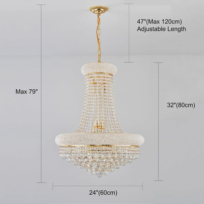 14-Light Gold Empire Crystal Chandelier