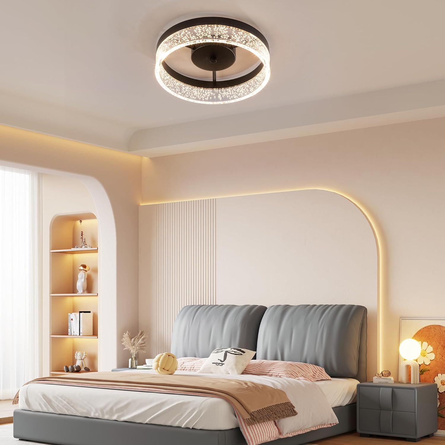 11.65" Modern Black LED Flush Mount Ceiling Light