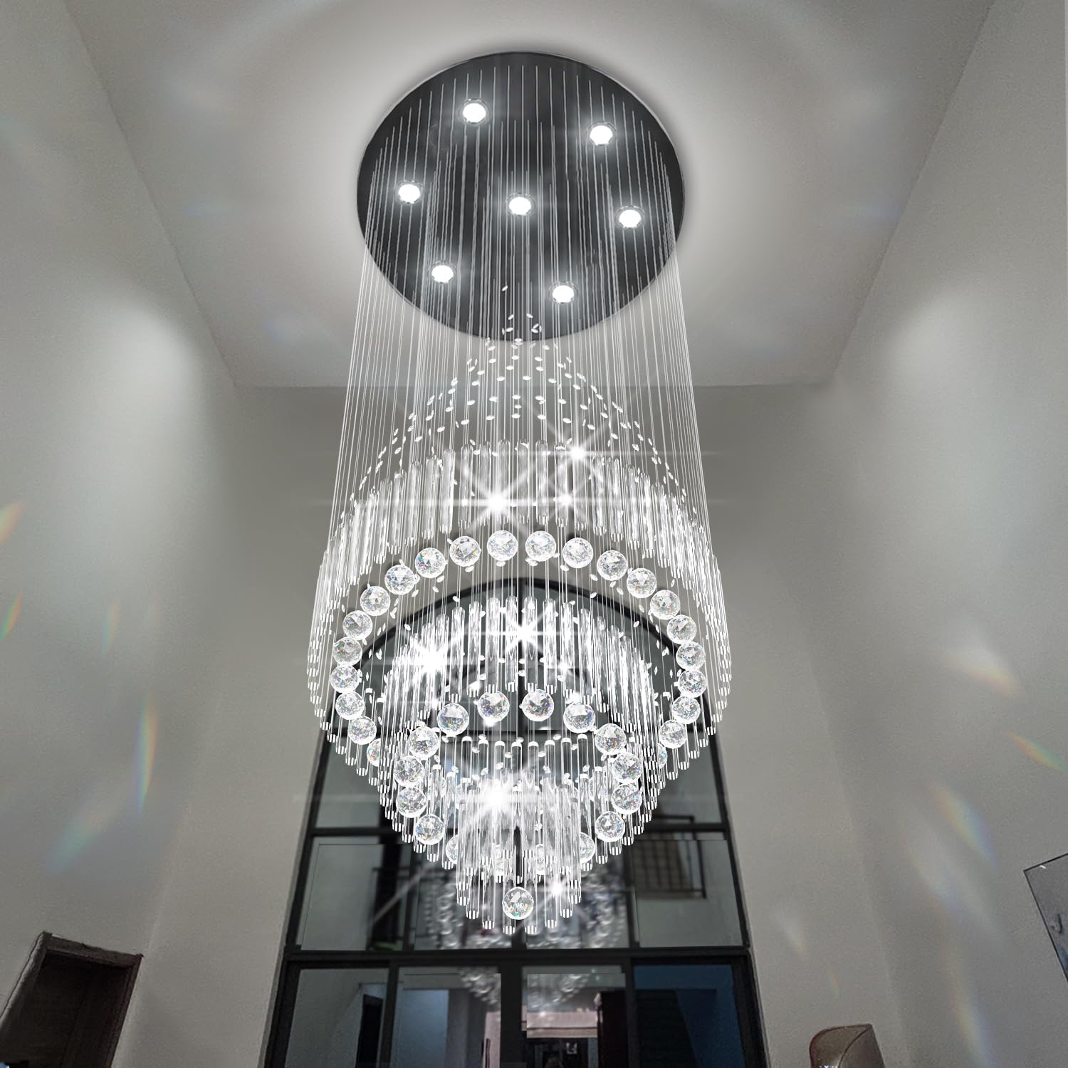 D24"×H86" Modern Raindrop Crystal Foyer Chandelier