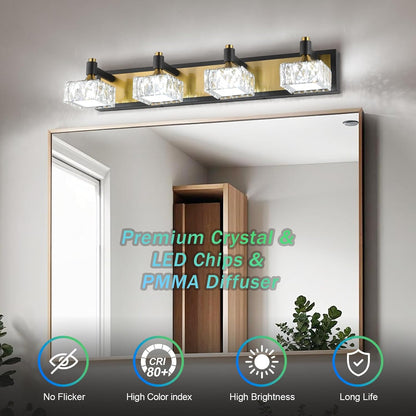 4-Light LED Vanity Light – Gold & Black, 24W