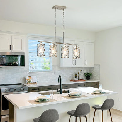 4-Light Brushed Nickel Island Chandelier