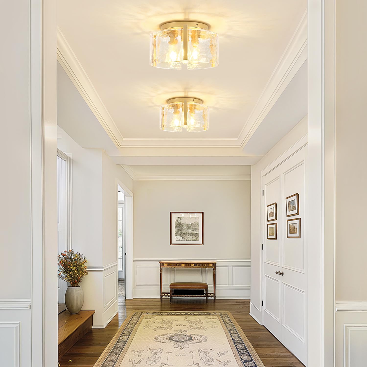 15" Gold Semi Flush Ceiling Light – 3-Light