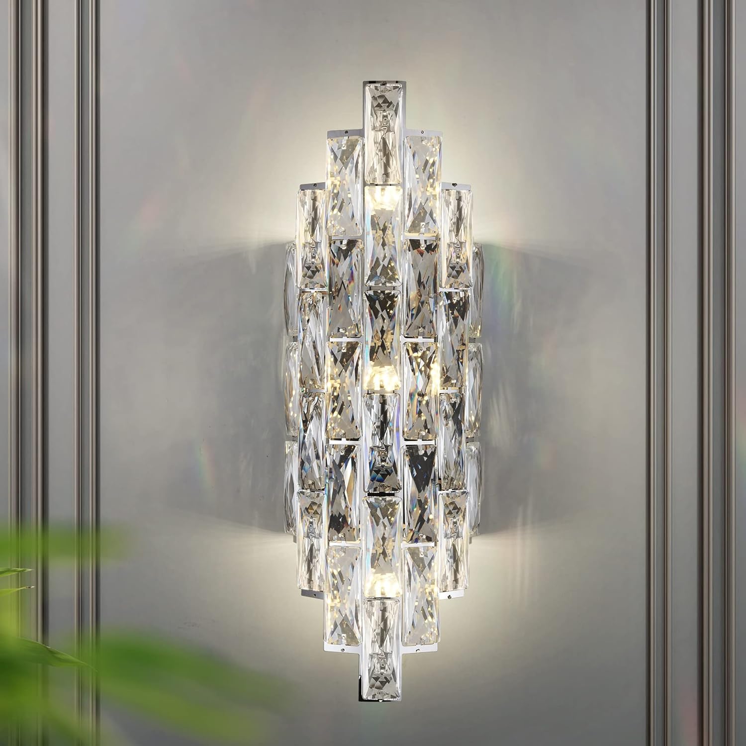 Modern Crystal Chrome Wall Sconce Light