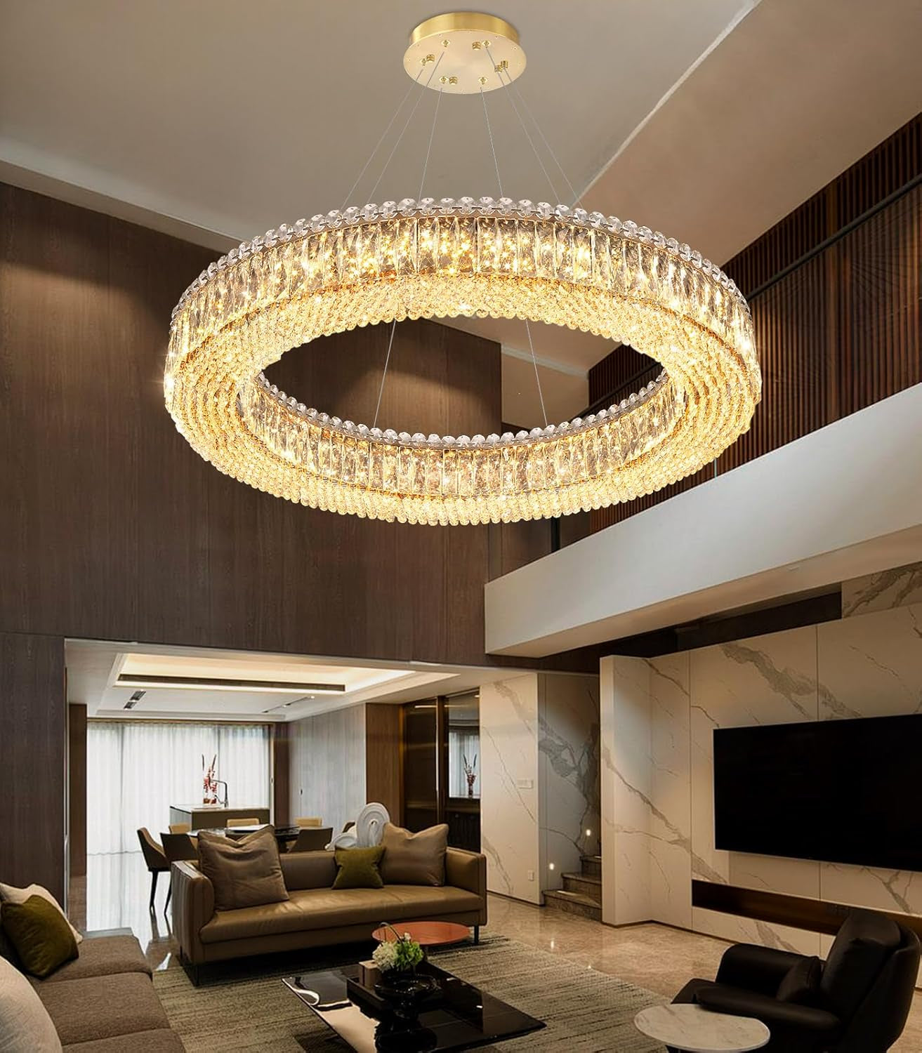 Modern Gold Crystal Ring LED Chandelier