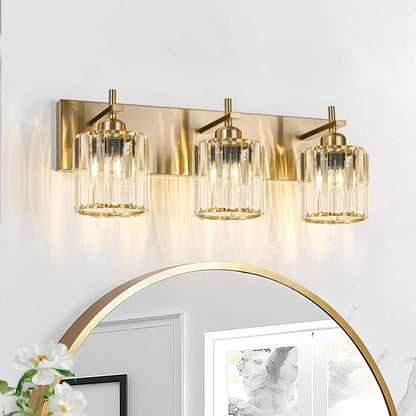 Gold Modern 3-Light Crystal Bathroom Vanity Light
