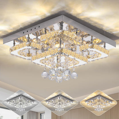 Gold 32" Rectangular Crystal LED Chandelier