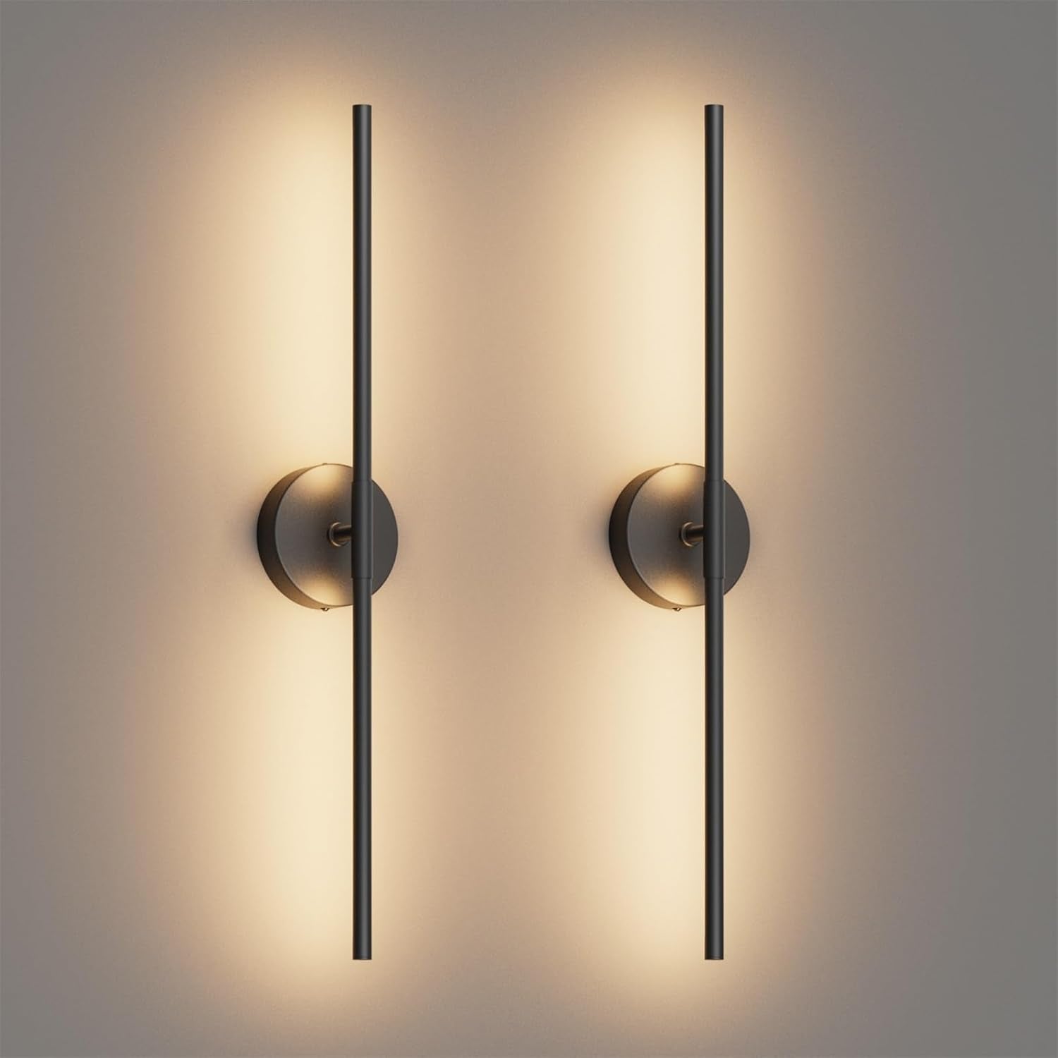 28" Black LED Wall Sconce Set – 2 Pack