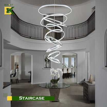 9-Ring Modern LED Dimmable Foyer Chandelier
