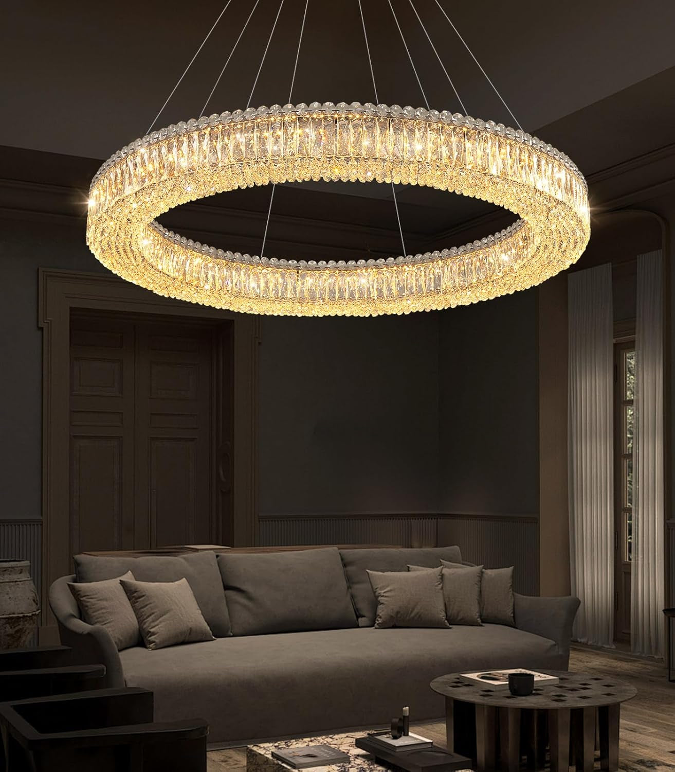 Modern Gold Crystal Ring LED Chandelier