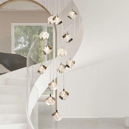 Cube Crystal Raindrop Chandelier 42" Chrome 14L