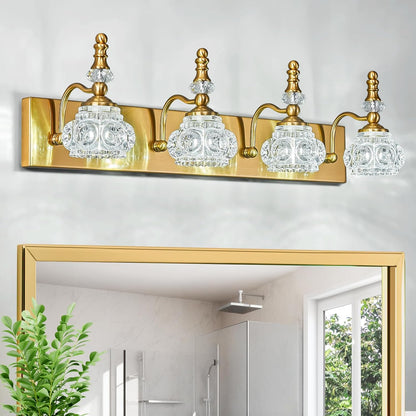 3-Light Black Crystal Bathroom Vanity Light