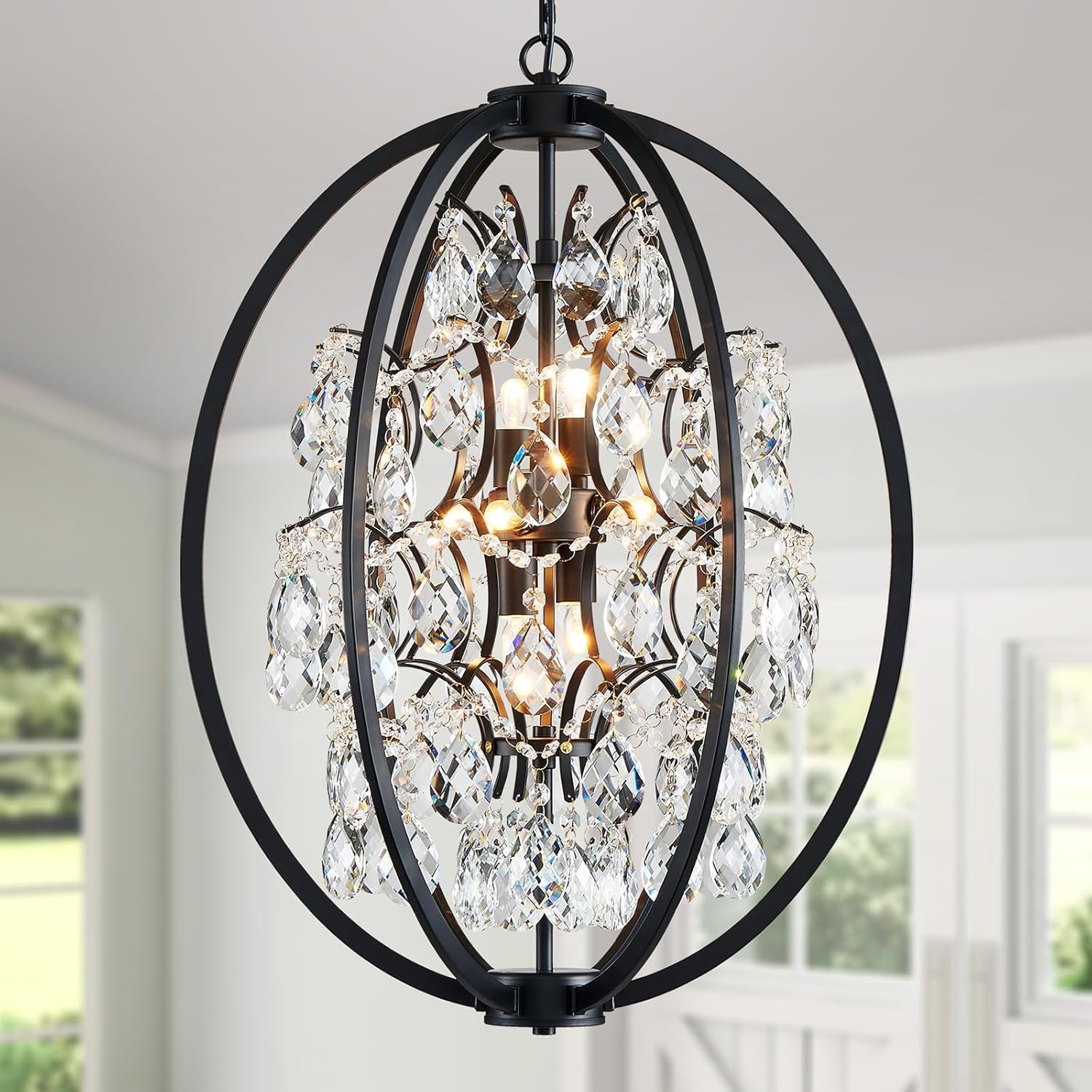 Gold Crystal Flush Mount Chandelier