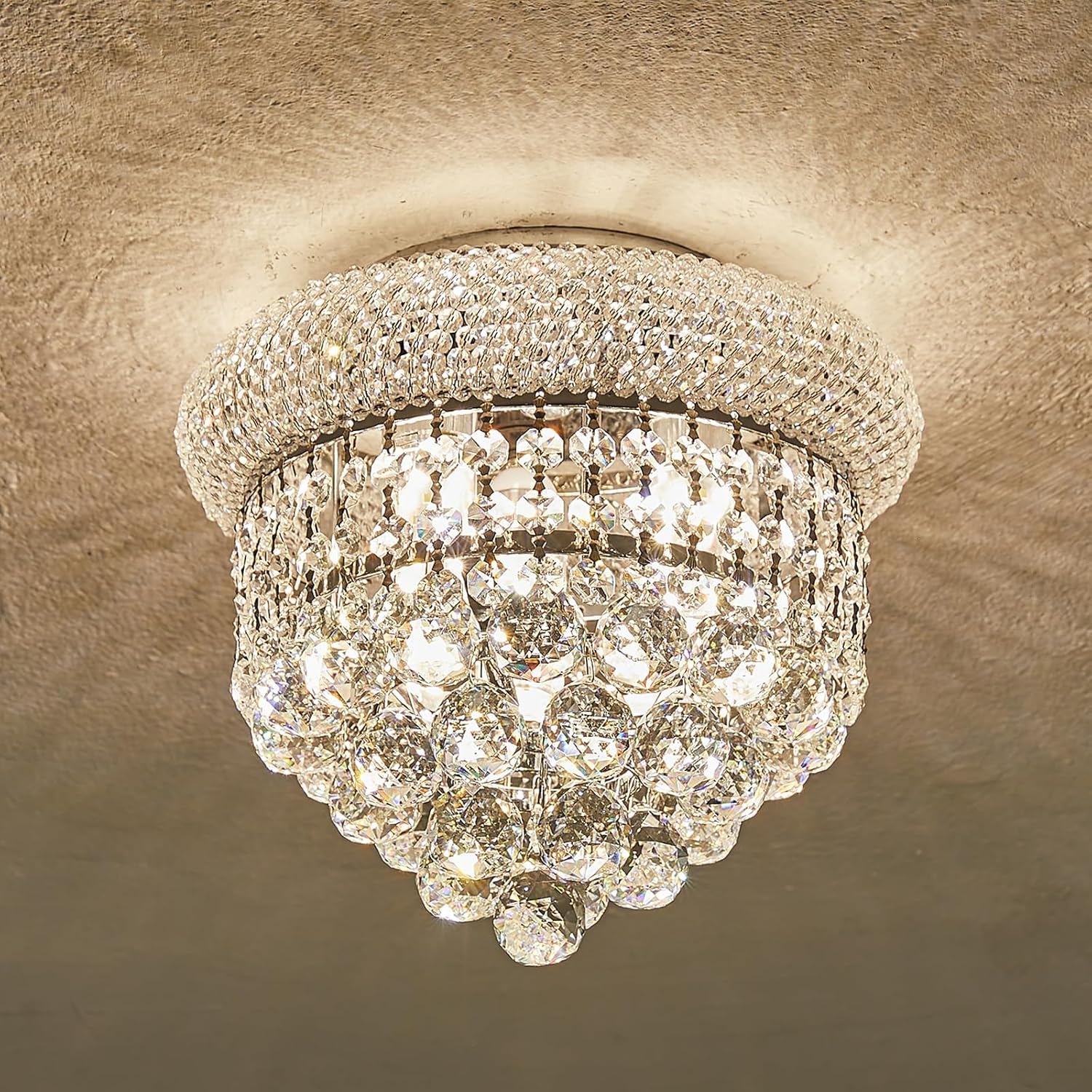 18-Light Crystal Flush Mount Chandelier