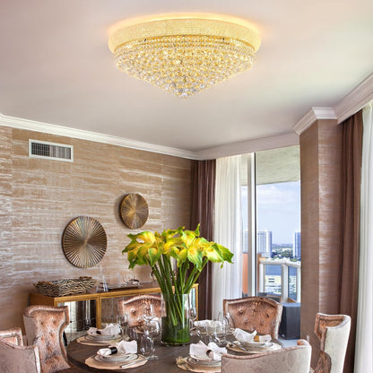 18-Light Crystal Flush Mount Chandelier